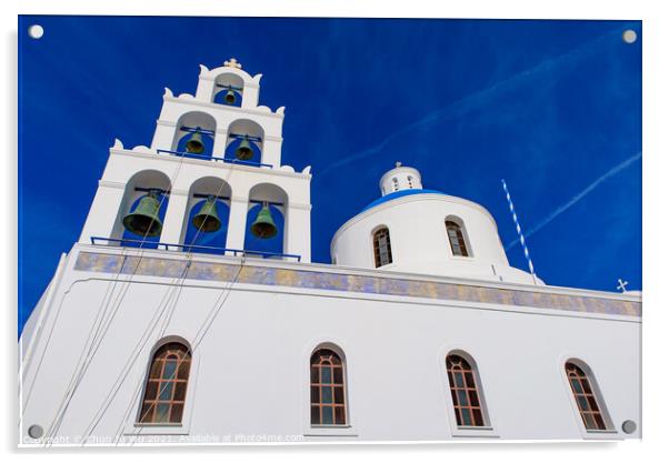 Ekklisia Agios Onoufrios church in Oia, Santorini, Greece Acrylic by Chun Ju Wu