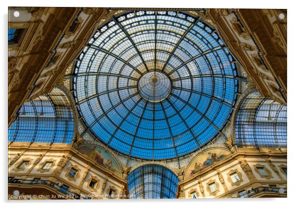 Glass dome of Galleria Vittorio Emanuele II in Milan, Italy's oldest shopping mall Acrylic by Chun Ju Wu