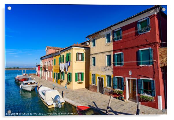 Burano island, famous for its colorful fishermen's houses, in Venice, Italy Acrylic by Chun Ju Wu