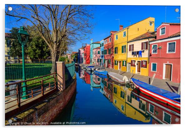 Burano island, famous for its colorful fishermen's houses, in Venice, Italy Acrylic by Chun Ju Wu