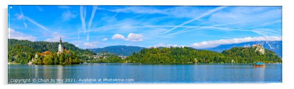 Panoramic view of Lake Bled, a popular tourist destination in Slovenia Acrylic by Chun Ju Wu