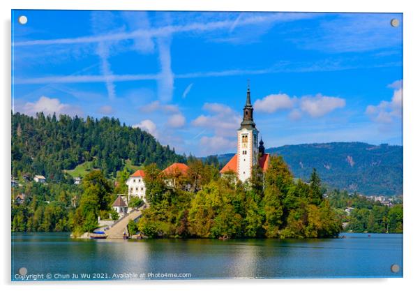 Bled Island on Lake Bled, a popular tourist destination in Slovenia Acrylic by Chun Ju Wu