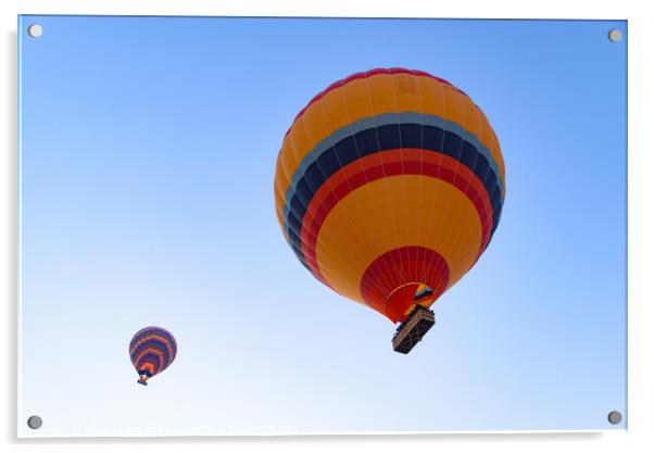 Flying hot air balloons in the sky in Goreme, Cappadocia, Turkey Acrylic by Chun Ju Wu