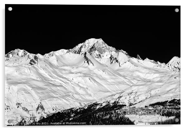 Mont Blanc in Savoie, France (black & white) Acrylic by Chun Ju Wu