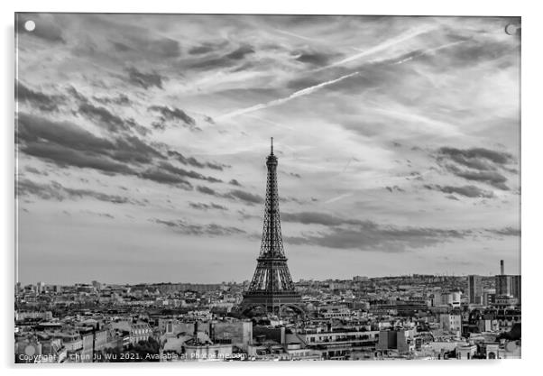 Eiffel Tower in Paris, France (black & white) Acrylic by Chun Ju Wu