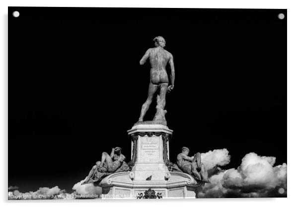 Statue of David at Michelangelo Square (black & white) Acrylic by Chun Ju Wu