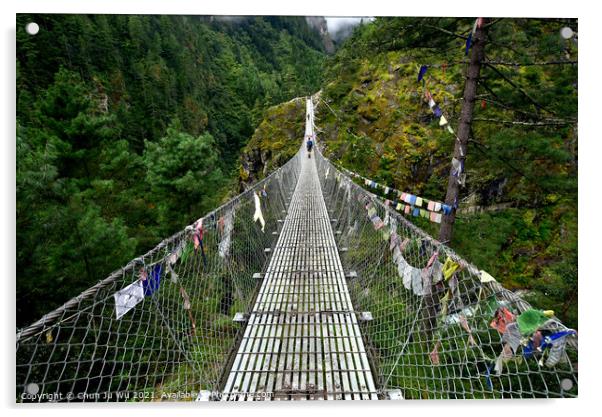 Suspension Bridge at Himalayan area in Nepal Acrylic by Chun Ju Wu