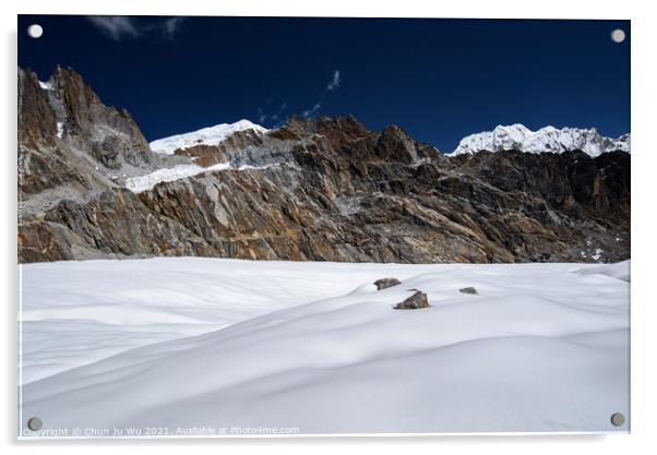 Snow on the mountains of Himalayas in Nepal Acrylic by Chun Ju Wu