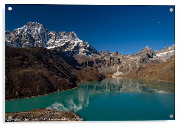 Gokyo lake surrounded by snow mountains of Himalayas in Nepal Acrylic by Chun Ju Wu