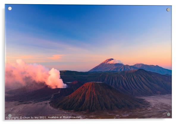 Mount Bromo under the light of sunrise, the most famous volcano in Java, Indonesia Acrylic by Chun Ju Wu