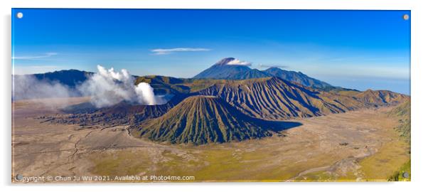 Panorama of Mount Bromo, the most famous volcano in Java, Indonesia Acrylic by Chun Ju Wu