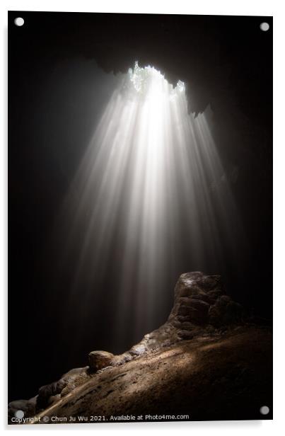 Light from the top of Jomblang Cave in Java island, Indonesia Acrylic by Chun Ju Wu