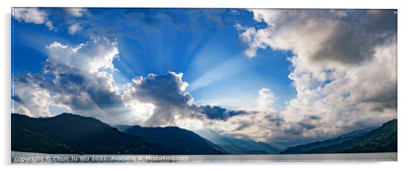Heaven light at Fewa Lake, Pokhara, Nepal Acrylic by Chun Ju Wu