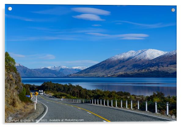 Road trip in winter in New Zealand Acrylic by Chun Ju Wu