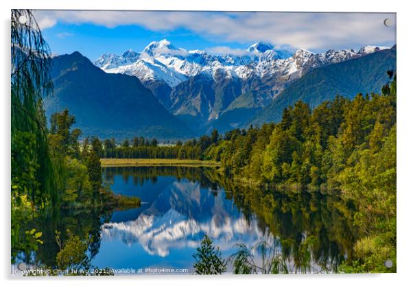 Lake Matheson in South Island, New Zealand Acrylic by Chun Ju Wu