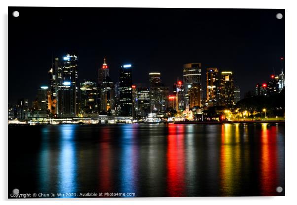 Skyline of Sydney CBD at night, NSW, Australia Acrylic by Chun Ju Wu