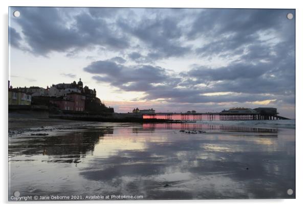 Cromer Pier Sunset and Reflections Acrylic by Jane Osborne