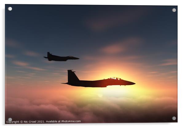 Two McDonnell Douglas F-15E Strike Eagles Acrylic by Nic Croad