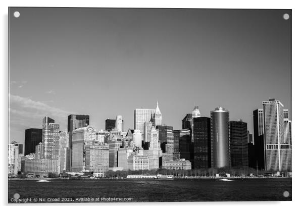 Manhattan Skyline in Monochrome Acrylic by Nic Croad