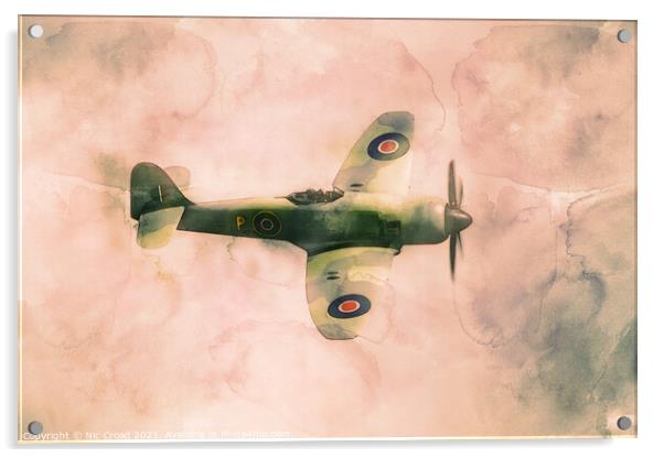 Hawker Fury Watercolour Sketch Acrylic by Nic Croad