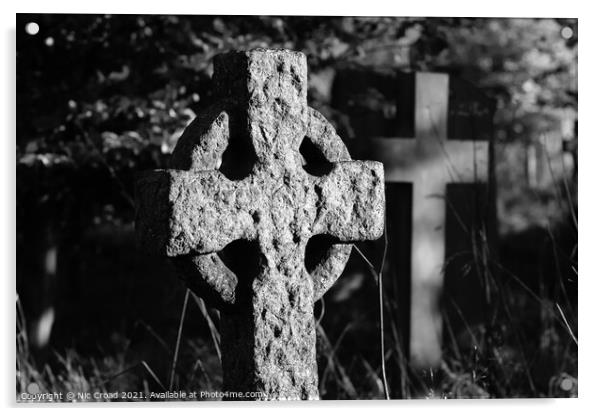 Celtic Stone Cross Headstone Acrylic by Nic Croad