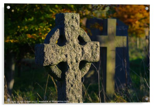 Celtic Stone Cross Headstone Acrylic by Nic Croad