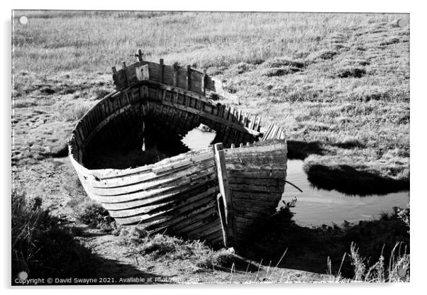 Blakeney Marsh Wreck Acrylic by David Swayne