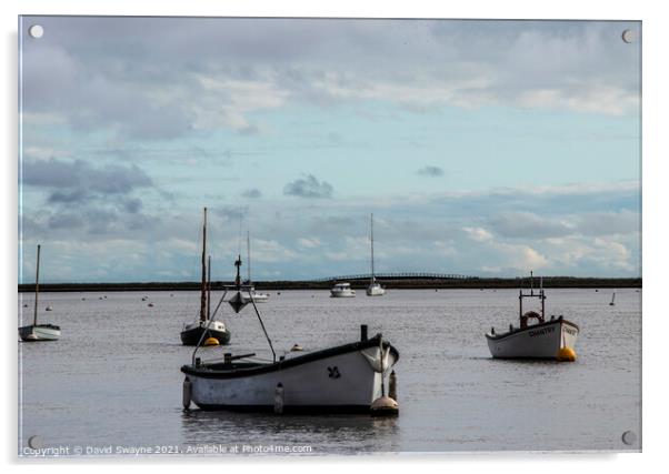 Boats anchored in Orford Harbour Acrylic by David Swayne