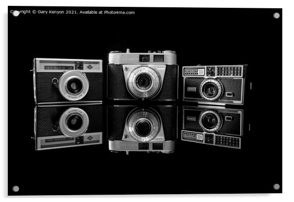 Trio of vintage cameras Acrylic by Gary A Kenyon