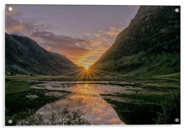 Sunrise at loch Achtriochtan Glencoe Acrylic by frances waite