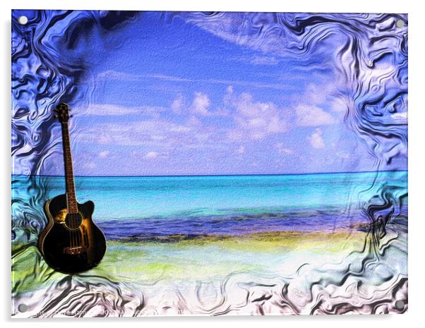 Guitar on the Beach Acrylic by Dave Harnetty