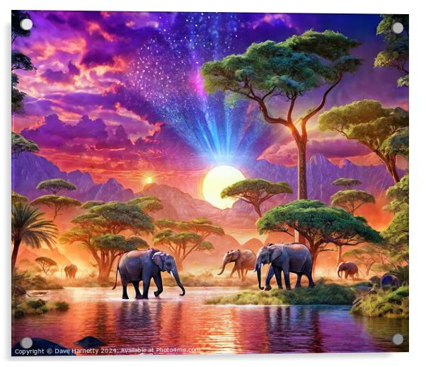 Elephant Journey Acrylic by Dave Harnetty