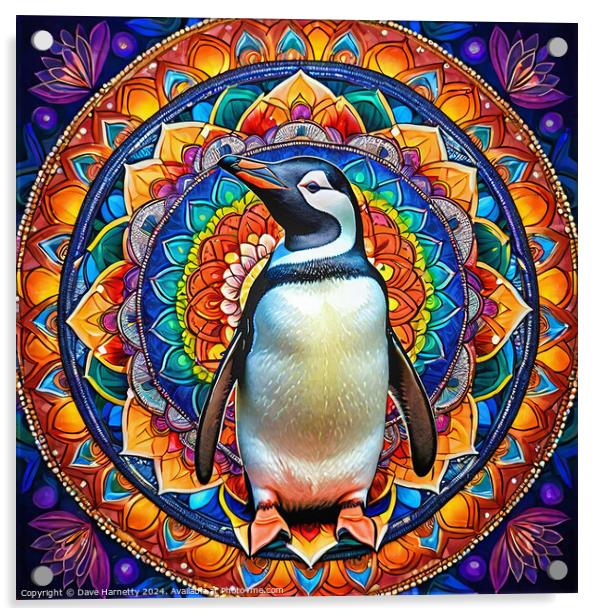 Penquin Mandala Acrylic by Dave Harnetty