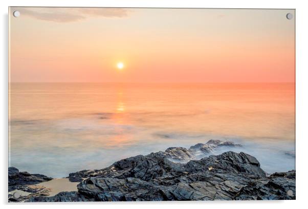 Treyarnon Sunset, Cornwall  Acrylic by Frank Farrell