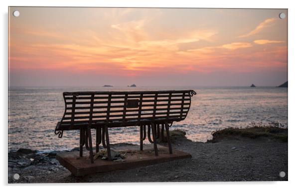 "That Seat" at Treyarnon Bay, Cornwall  Acrylic by Frank Farrell
