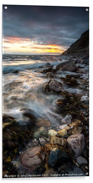 Llandudno  beach portrait  panorama  Acrylic by John Henderson