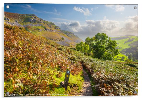 Llangollen Escarpment and the Offers Dyke path Acrylic by John Henderson