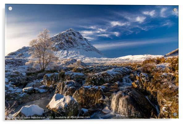 Buachaille Etive Mor classic view. Acrylic by John Henderson