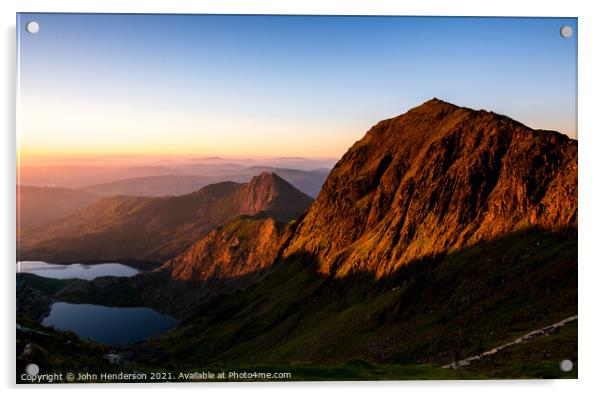 Snowdon sunrise Acrylic by John Henderson