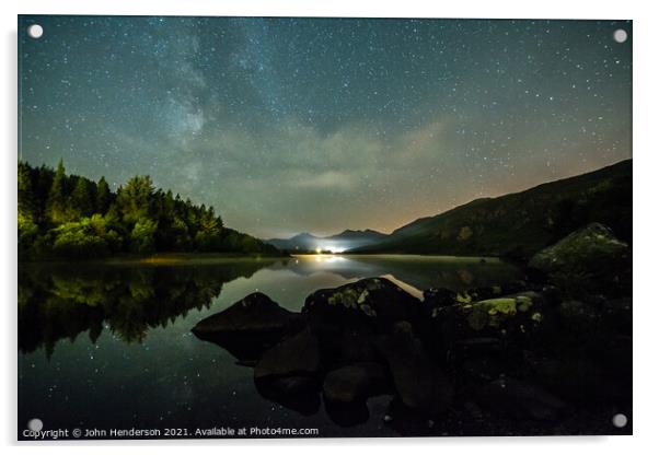  Milkyway Llynnau Mymbyr Snowdonia. Acrylic by John Henderson