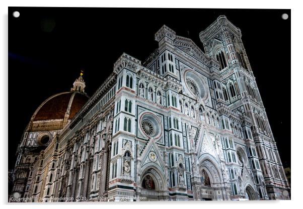  the Duomo at night Acrylic by John Henderson