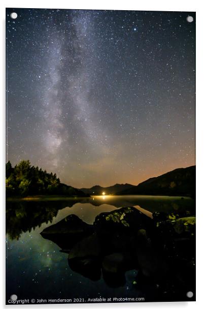 Llynnau Mymbyr and the Milky Way Acrylic by John Henderson