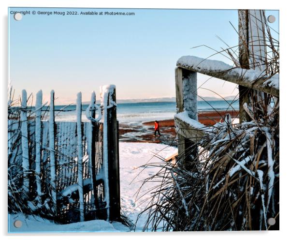 Winter at Troon Beach, Scotland Acrylic by George Moug