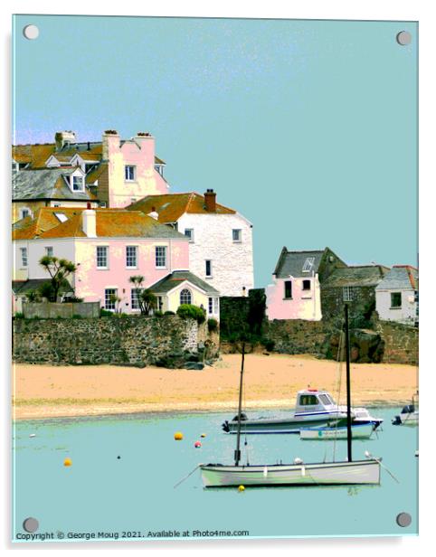 St Ives, Cornwall - Poster Style II Acrylic by George Moug