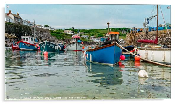 Coverack, Cornwall boats in harbour Acrylic by Keith McManus