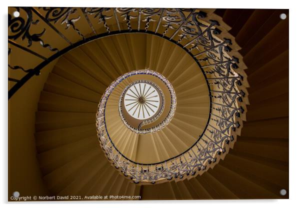 Enthralling Spiral Staircase at Queen's House Acrylic by Norbert David