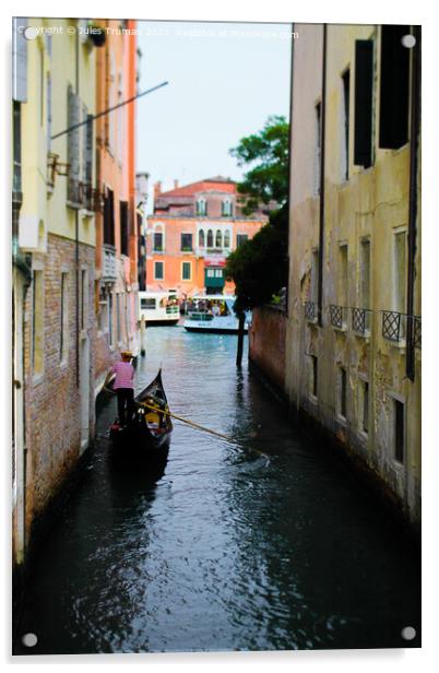 Gondola in Venice Acrylic by Jules D Truman