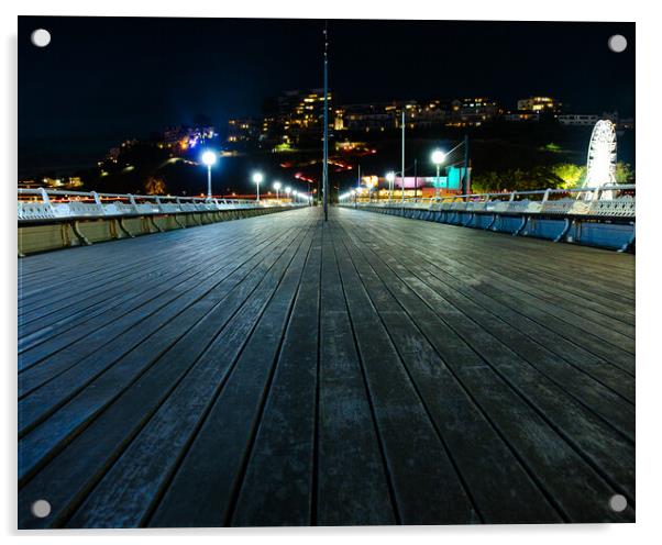 Torquay Pier at Night Acrylic by Jules D Truman