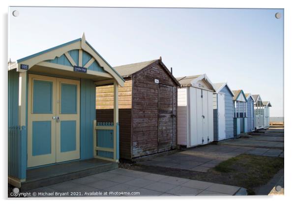 brightling sea beach huts Acrylic by Michael bryant Tiptopimage