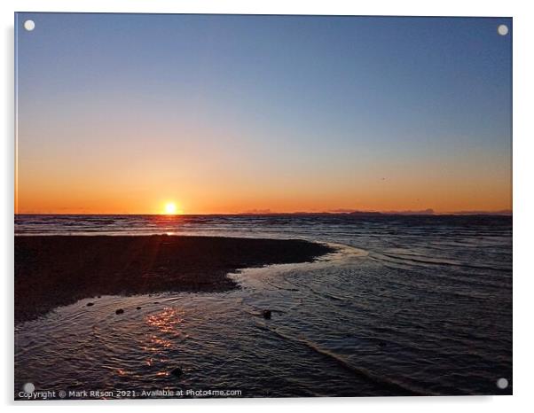 Calm Sea Sunset Acrylic by Mark Ritson